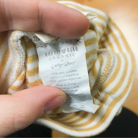 Rabbit & Bear Gold & White Striped 2-Piece Outfit Gender Neutral Baby Size 0-3M - Picture 7 of 8